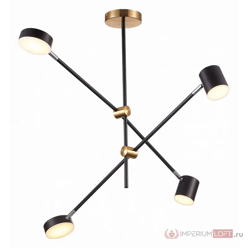Люстра на штанге ST-Luce Rodrigo SL1604.432.04 Цвет арматуры латунь Цвет плафонов черный от ImperiumLoft