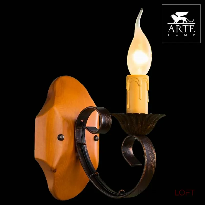 Бра Arte Lamp Taverna A9520AP-1BR Цвет арматуры коричневый Цвет плафонов прозрачный