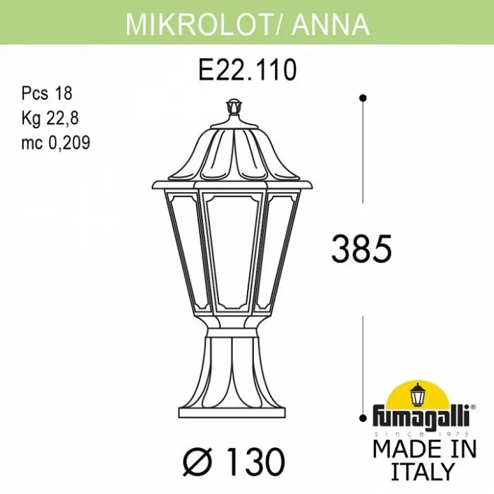 Наземный низкий светильник Fumagalli Mikrolot/Anna E22.110.000.VYF1R от ImperiumLoft