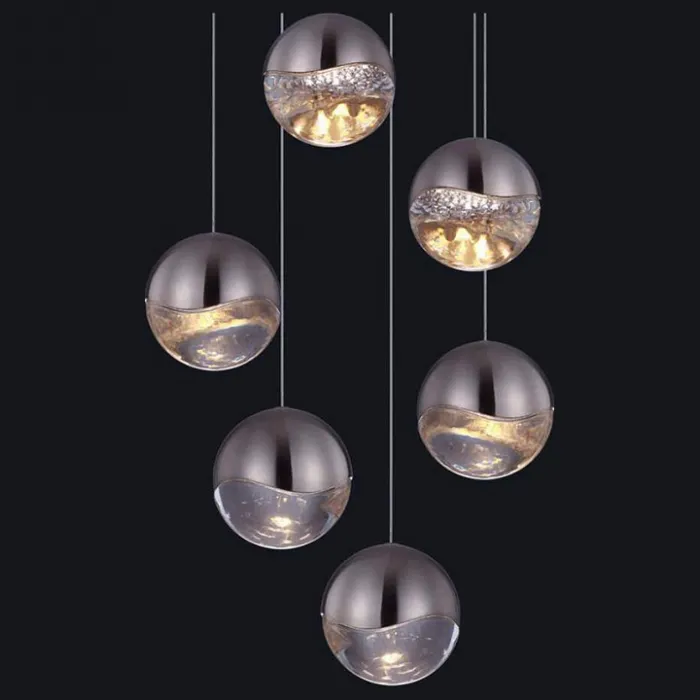 Подвесной светильник DeLight Collection Globo SD3301-6U nickel Цвет арматуры никель Цвет плафонов никель от ImperiumLoft