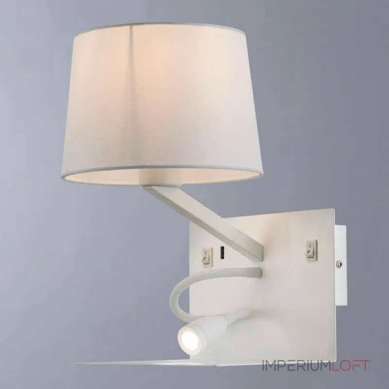 Бра с подсветкой Arte Lamp 1056 A1056AP-2WH Цвет арматуры белый Цвет плафонов белый