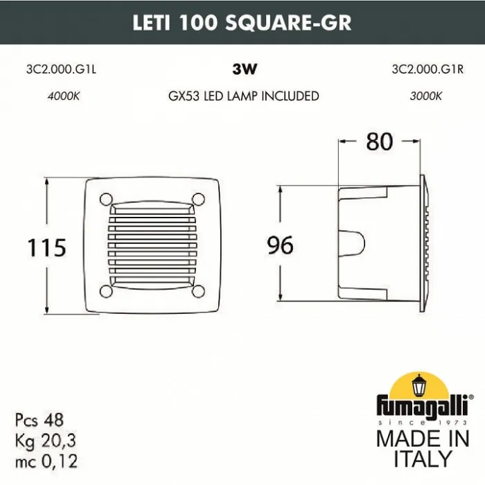 Встраиваемый светильник Fumagalli Leti 3C2.000.000.LYG1L от ImperiumLoft