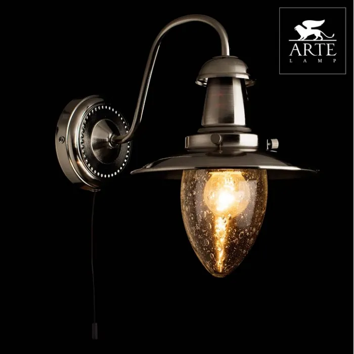 Бра Arte Lamp Fisherman A5518AP-1SS Цвет арматуры серебро Цвет плафонов прозрачный от ImperiumLoft