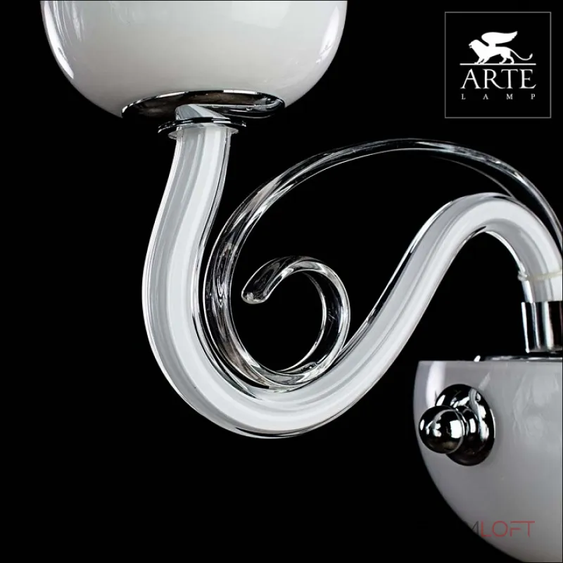 Бра Arte Lamp Biancaneve A8110AP-1WH Цвет арматуры хром Цвет плафонов белый Бра Arte Lamp Biancaneve A8110AP-1WH Цвет арматуры хром Цвет плафонов белый