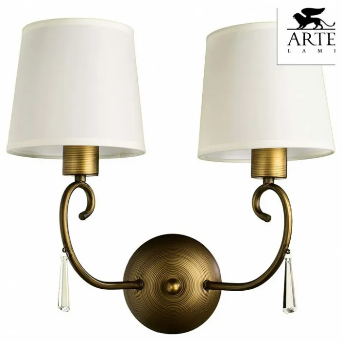 Бра Arte Lamp Carolina A9239AP-2BR Цвет арматуры коричневый Цвет плафонов белый от ImperiumLoft