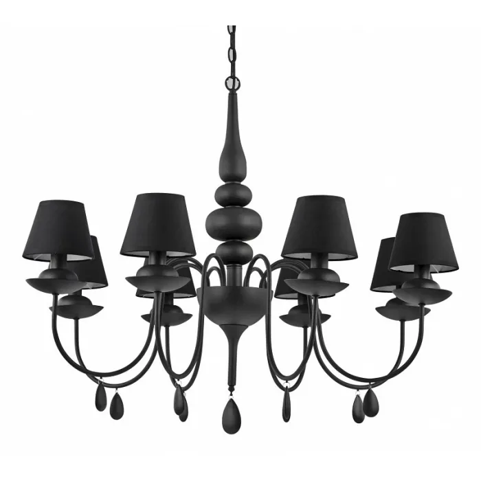 Подвесная люстра Ideal Lux Blanche BLANCHE SP8 NERO Цвет арматуры черный Цвет плафонов черный от ImperiumLoft