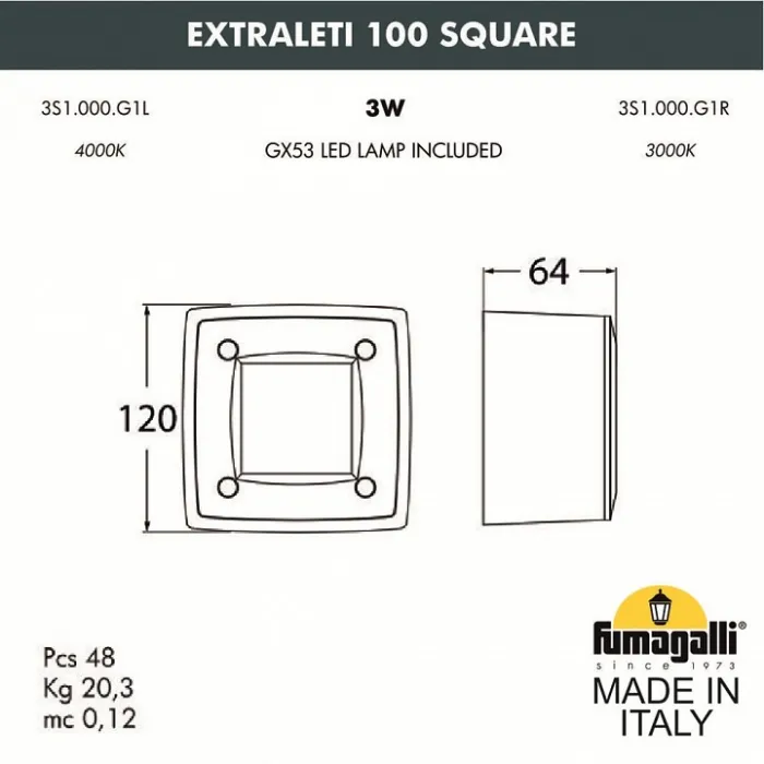 Встраиваемый светильник Fumagalli Extraleti 3S1.000.000.WYG1L от ImperiumLoft