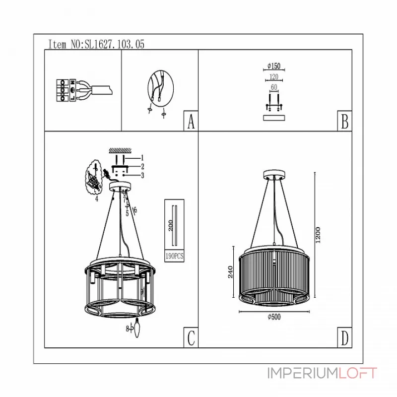 Подвесная люстра ST-Luce Velletri SL1627.103.05 Цвет арматуры серый Цвет плафонов неокрашенный