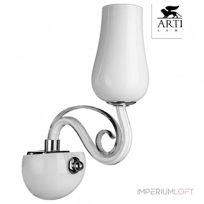 Бра Arte Lamp Biancaneve A8110AP-1WH Цвет арматуры хром Цвет плафонов белый Бра Arte Lamp Biancaneve A8110AP-1WH Цвет арматуры хром Цвет плафонов белый
