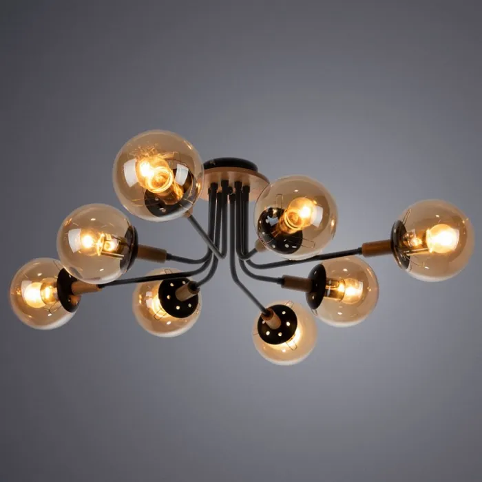 Люстра на штанге Arte Lamp Oxford A2716PL-8BK Цвет плафонов коричневый Цвет арматуры разноцветный от ImperiumLoft