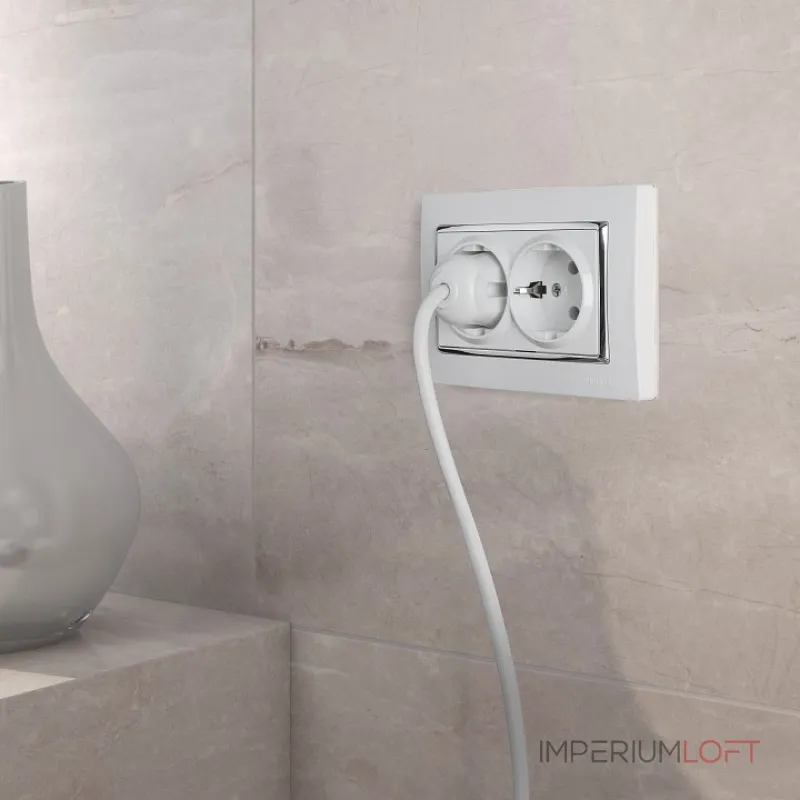 Рамка для двойной розетки Werkel Snabb белый W0081901 Цвет арматуры хром от ImperiumLoft