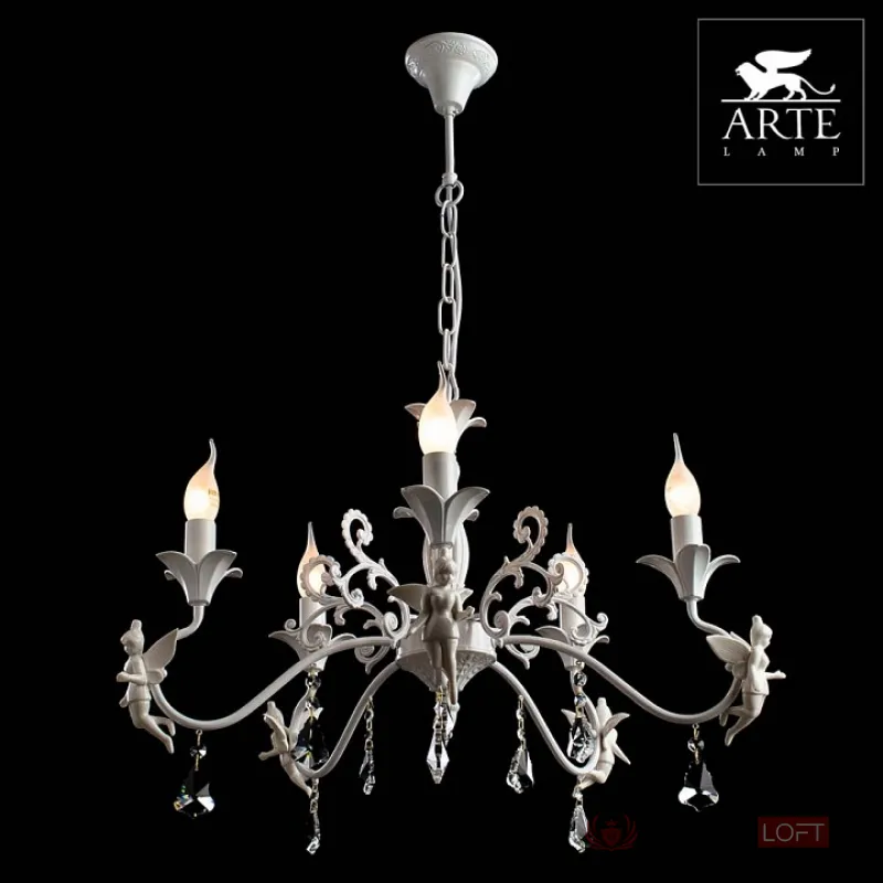 Подвесная люстра Arte Lamp Angelina A5349LM-5WH Цвет арматуры белый Цвет плафонов прозрачный от ImperiumLoft
