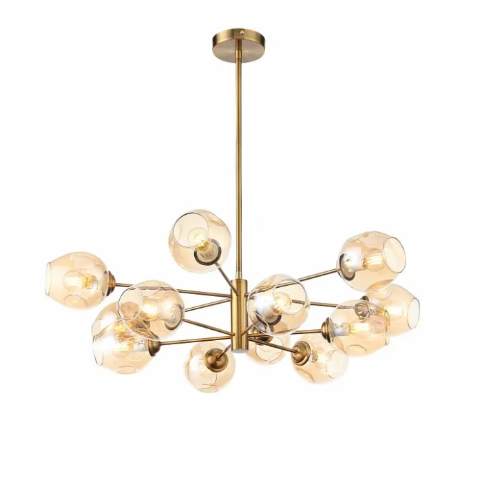 Люстра на штанге ST-Luce Fovia SL1500.203.12 Цвет арматуры золото Цвет плафонов янтарный от ImperiumLoft
