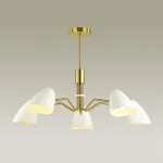 Люстра на штанге Lumion Madison 4540/5C Цвет плафонов белый Цвет арматуры латунь от ImperiumLoft
