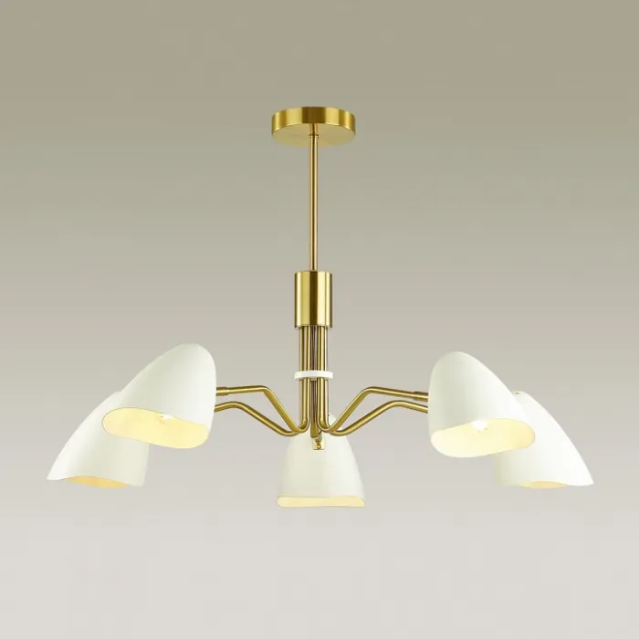 Люстра на штанге Lumion Madison 4540/5C Цвет плафонов белый Цвет арматуры латунь от ImperiumLoft