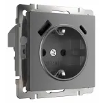 Розетка с заземлением, шторками и USB Werkel графит матовый W1171764
