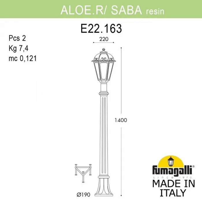 Наземный высокий светильник Fumagalli Aloe.R/Saba K22.163.000.AXF1R от ImperiumLoft