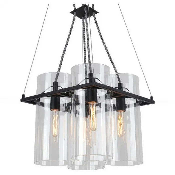 Подвесная люстра Arte Lamp Piatto A8586SP-4BK Цвет арматуры черный Цвет плафонов прозрачный от ImperiumLoft