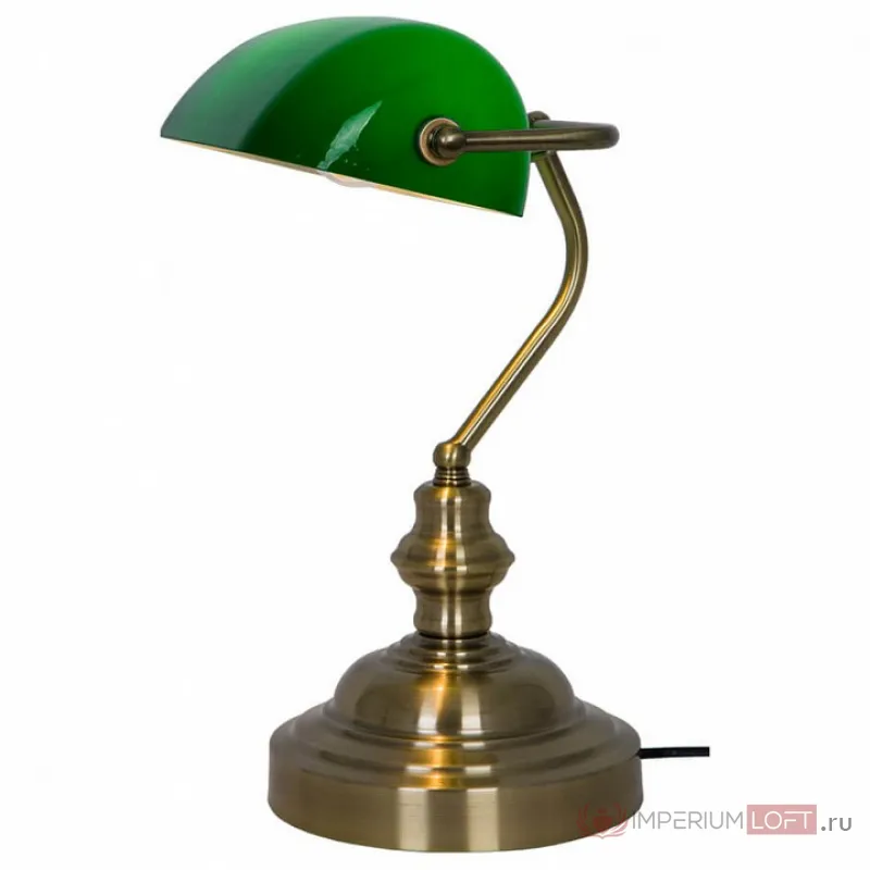 Настольная лампа офисная Zumaline Edes T110810 Цвет плафонов зеленый Цвет арматуры бронза от ImperiumLoft