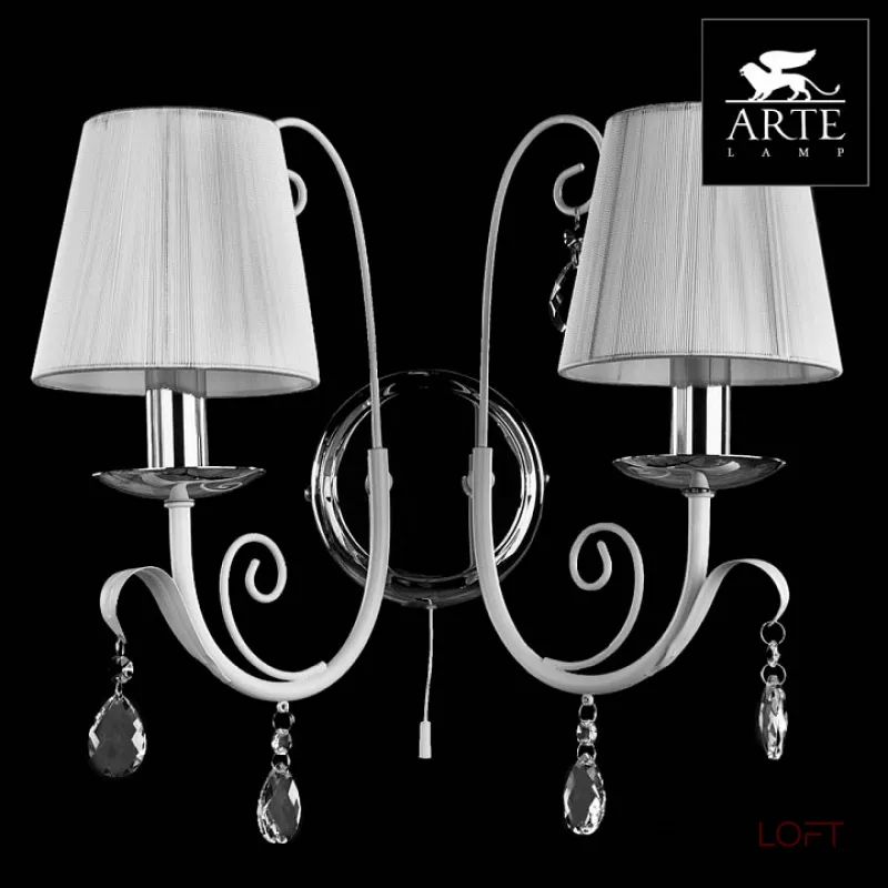 Бра Arte Lamp Romana Snow A1743AP-2WH Цвет арматуры белый Цвет плафонов белый от ImperiumLoft