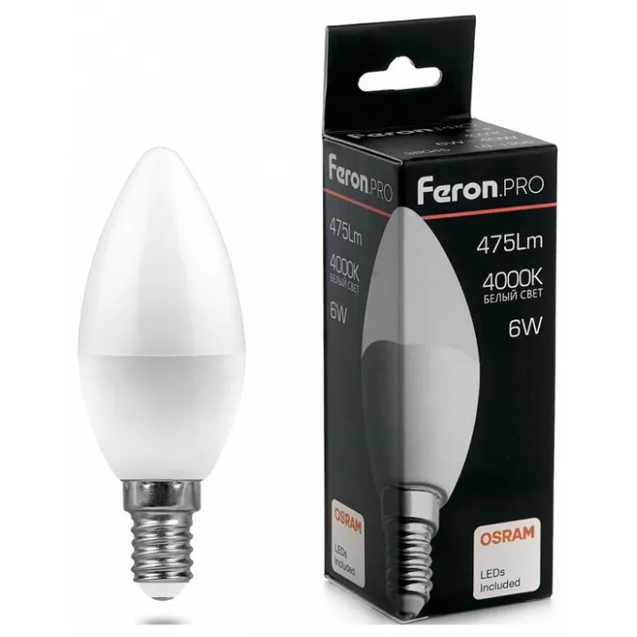 Лампа светодиодная Feron LB-1307 E14 7.5Вт 4000K 38054 Цвет арматуры хром Цвет плафонов прозрачный от ImperiumLoft
