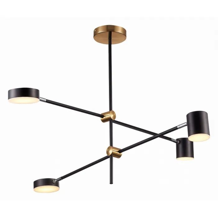 Люстра на штанге ST-Luce Rodrigo SL1604.432.04 Цвет арматуры латунь Цвет плафонов черный от ImperiumLoft