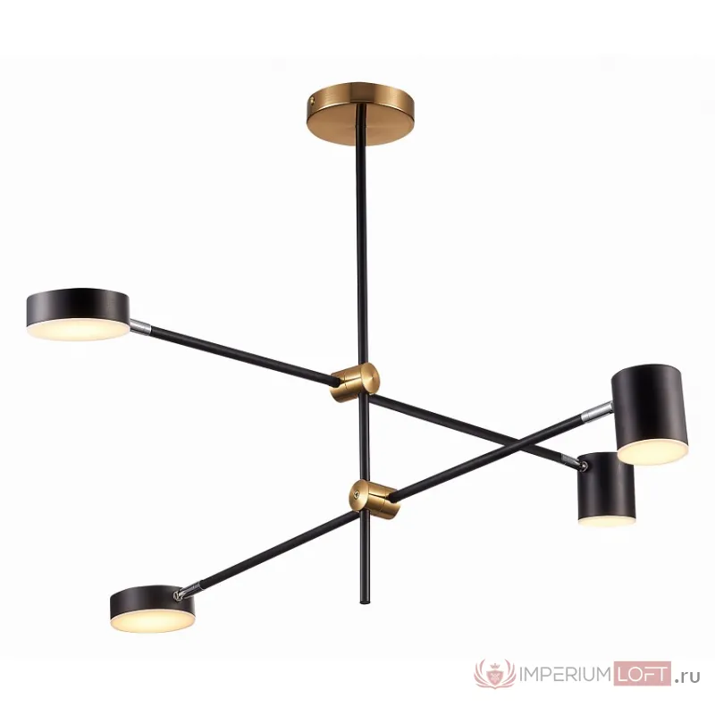 Люстра на штанге ST-Luce Rodrigo SL1604.432.04 Цвет арматуры латунь Цвет плафонов черный от ImperiumLoft