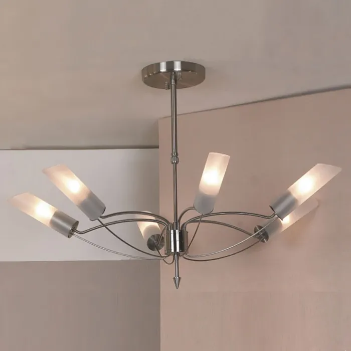 Люстра на штанге Lussole Lano LSA-2813-06 Цвет арматуры никель от ImperiumLoft