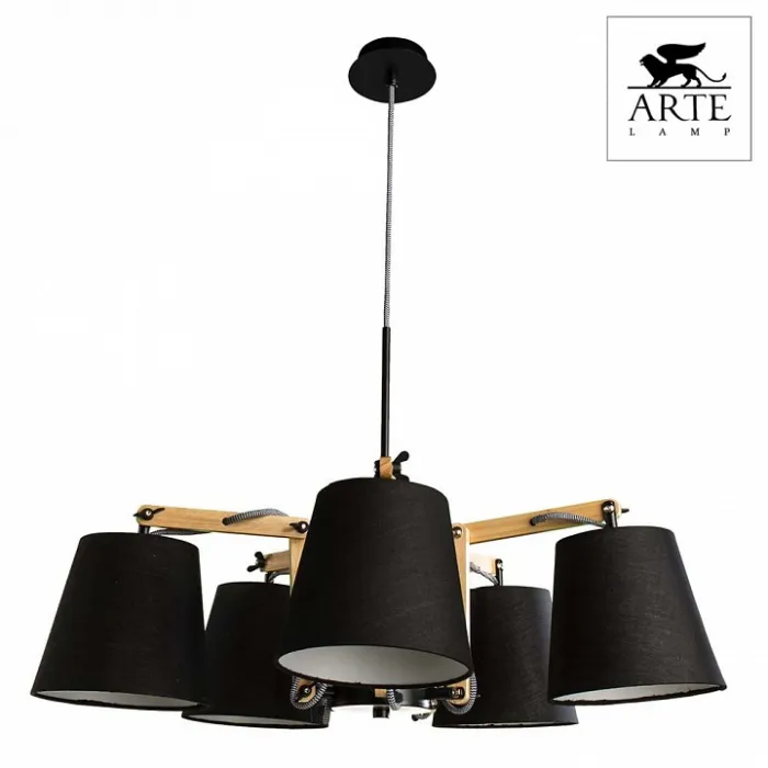 Подвесная люстра Arte Lamp Pinocchio A5700LM-5BK Цвет арматуры коричневый Цвет плафонов черный от ImperiumLoft
