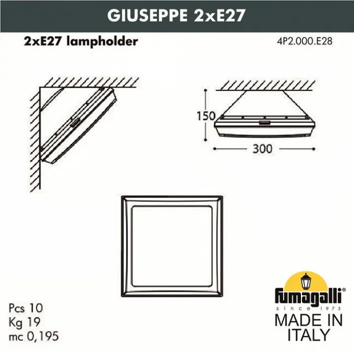 Накладной светильник Fumagalli Guizeppe 4P2.000.000.AYE28 от ImperiumLoft