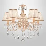 Подвесная люстра Eurosvet Amelia 10054/5 белый с золотом/прозрачный хрусталь Strotskis Цвет арматуры золото Цвет плафонов белый от ImperiumLoft