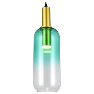 Подвесной светильник TopLight Gwendolyn 1 TL1217H-01GR Цвет арматуры золото Цвет плафонов зеленый