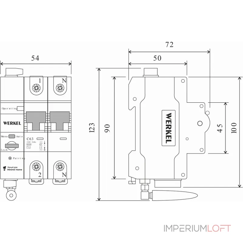 Автоматический выключатель 2P с Wi-Fi Werkel W1002P6301