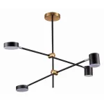 Люстра на штанге ST-Luce Rodrigo SL1604.432.04 Цвет арматуры латунь Цвет плафонов черный от ImperiumLoft