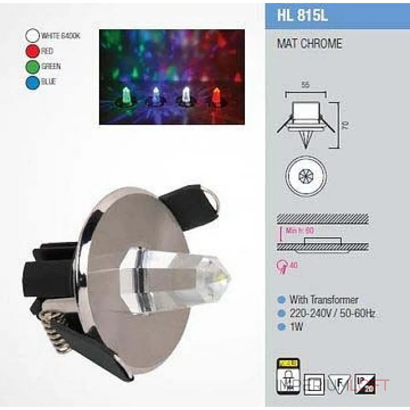 Встраиваемый светильник Horoz Electric HRZ00000394 Цвет арматуры никель Цвет плафонов прозрачный