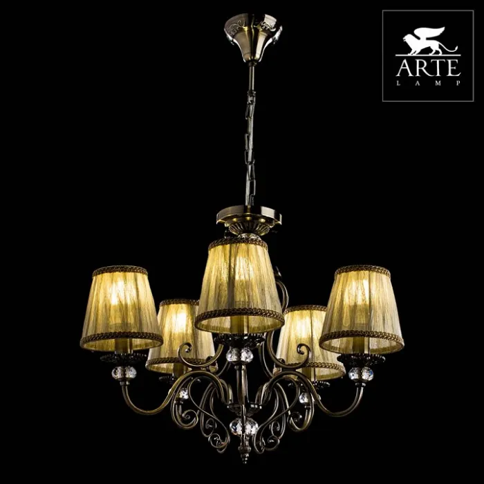 Подвесная люстра Arte Lamp Charm A2083LM-5AB Цвет арматуры бронза Цвет плафонов кремовый от ImperiumLoft