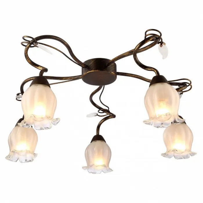 Потолочная люстра Arte Lamp Glamore A7449PL-5BR Цвет арматуры коричневый Цвет плафонов белый от ImperiumLoft