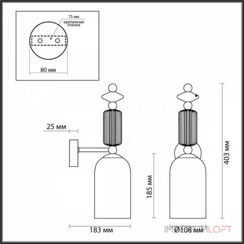 Бра Odeon Light Candy 1 4861/1W Цвет плафонов белый Цвет арматуры золото от ImperiumLoft Бра Odeon Light Candy 1 4861/1W Цвет плафонов белый Цвет арматуры золото от ImperiumLoft
