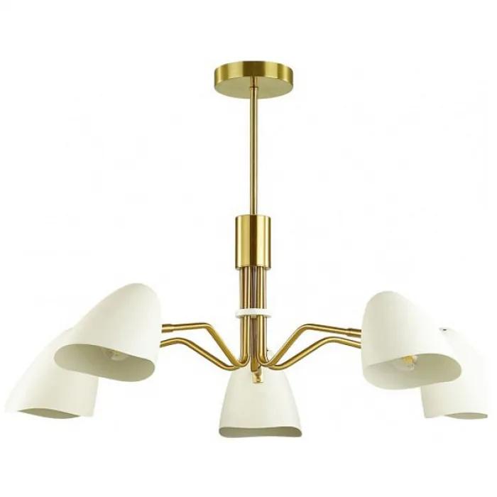 Люстра на штанге Lumion Madison 4540/5C Цвет плафонов белый Цвет арматуры латунь от ImperiumLoft