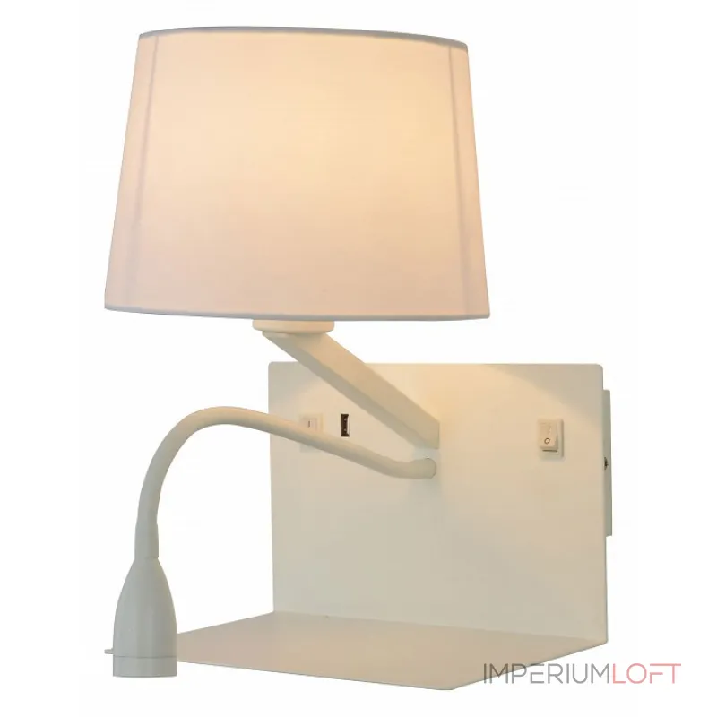 Бра с подсветкой Arte Lamp 1056 A1056AP-2WH Цвет арматуры белый Цвет плафонов белый