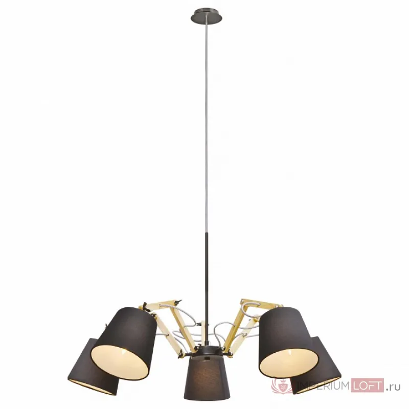 Подвесная люстра Arte Lamp Pinocchio A5700LM-5BK Цвет арматуры коричневый Цвет плафонов черный от ImperiumLoft