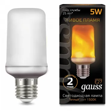 Лампа светодиодная Gauss LED T65 Corn Flame E27 5Вт 1500K 157402105 Цвет арматуры белый Цвет плафонов белый
