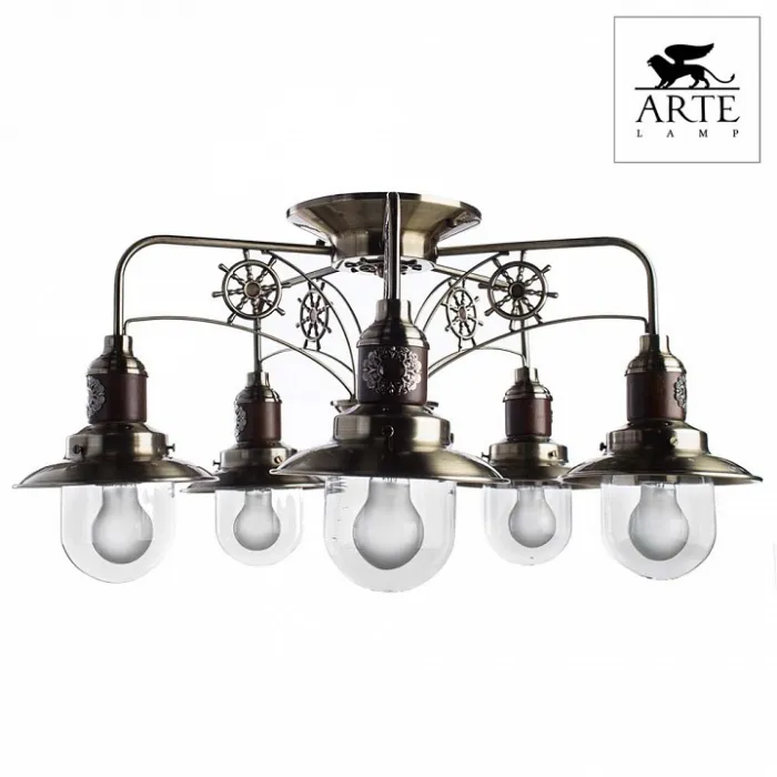 Потолочная люстра Arte Lamp Sailor A4524PL-5AB Цвет арматуры бронза Цвет плафонов прозрачный от ImperiumLoft