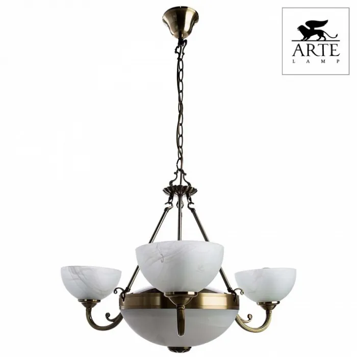 Подвесная люстра Arte Lamp Windsor A3777LM-3-2AB Цвет арматуры бронза Цвет плафонов белый от ImperiumLoft