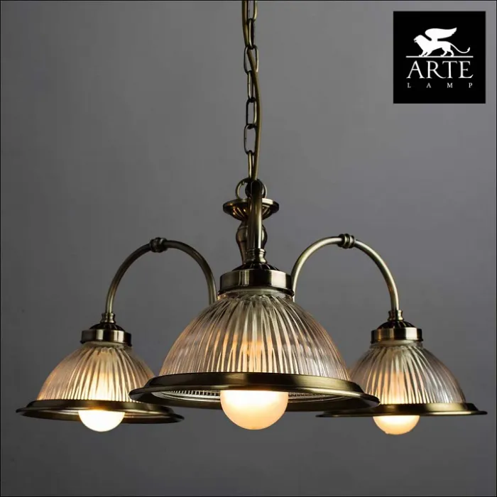 Подвесная люстра Arte Lamp American Diner A9366LM-3AB Цвет арматуры бронза Цвет плафонов прозрачный от ImperiumLoft