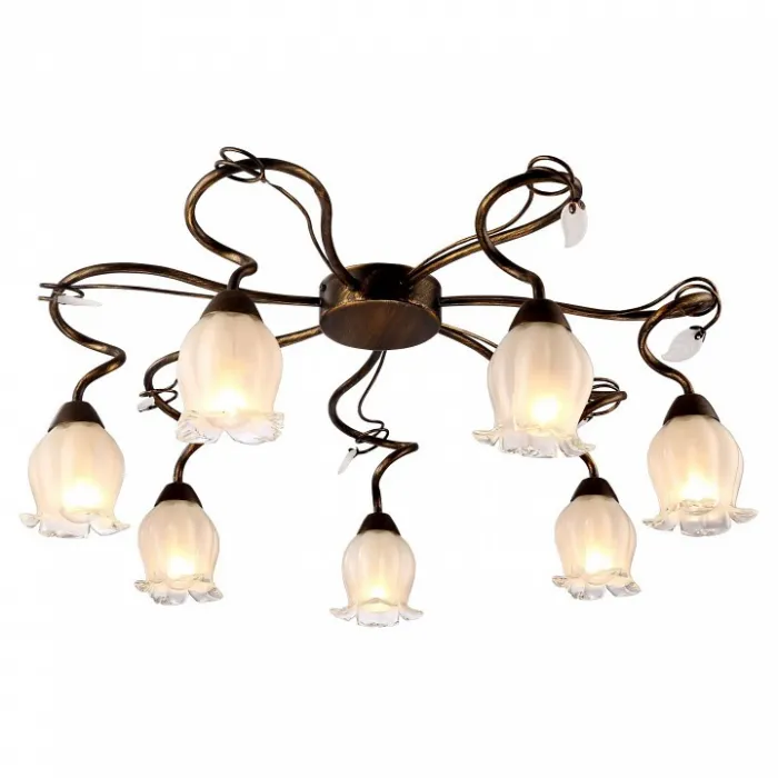 Потолочная люстра Arte Lamp Glamore A7449PL-7BR Цвет арматуры коричневый Цвет плафонов белый от ImperiumLoft