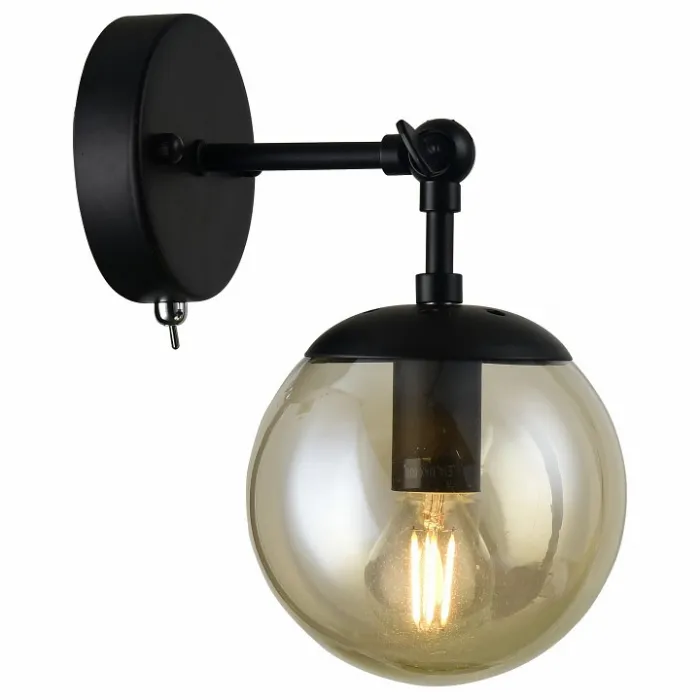 Бра Arte Lamp 1664 A1664AP-1BK Цвет арматуры черный Цвет плафонов янтарный от ImperiumLoft