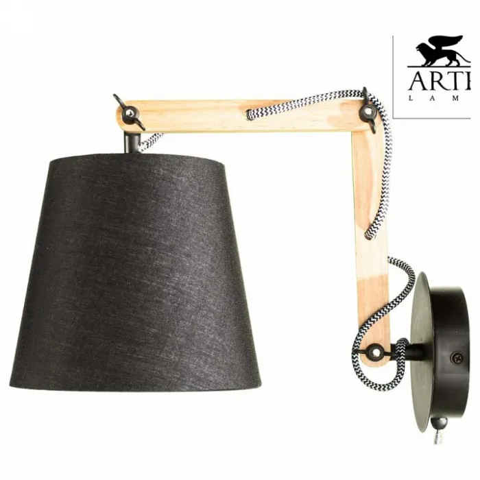 Бра Arte Lamp Pinocchio A5700AP-1BK Цвет арматуры коричневый Цвет плафонов черный от ImperiumLoft