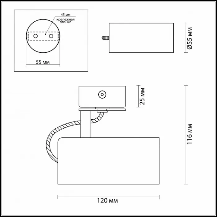 Спот Odeon Light Corse 3872/1C Цвет арматуры черный Цвет плафонов черный от ImperiumLoft