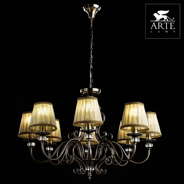Подвесная люстра Arte Lamp Charm A2083LM-8AB Цвет арматуры бронза Цвет плафонов кремовый от ImperiumLoft